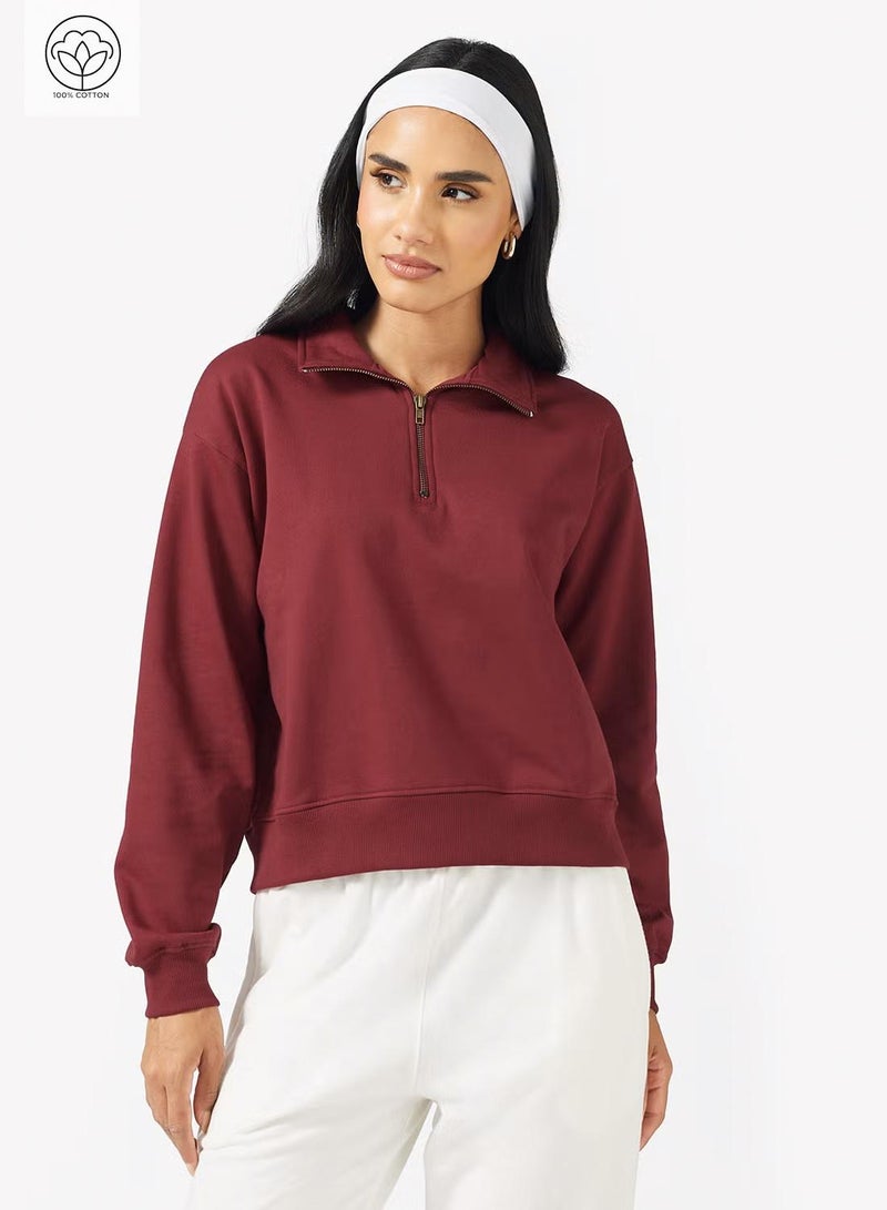 Ginger Basics Cotton Zip Up Oversize Sweatshirt - Image 1