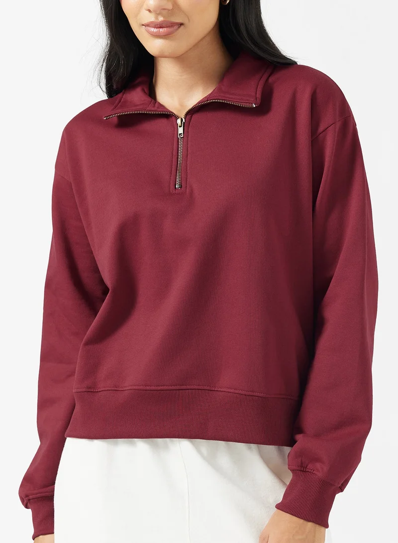 Ginger Basics Cotton Zip Up Oversize Sweatshirt