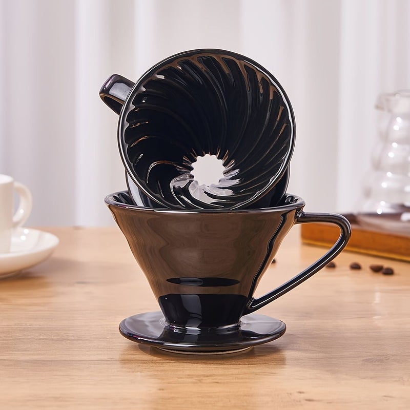Ceramic Coffee Filter Cup Hand Pouring Coffee Set Black Filter Large Funnel Outdoor Coffee Pot Filter - Image 4