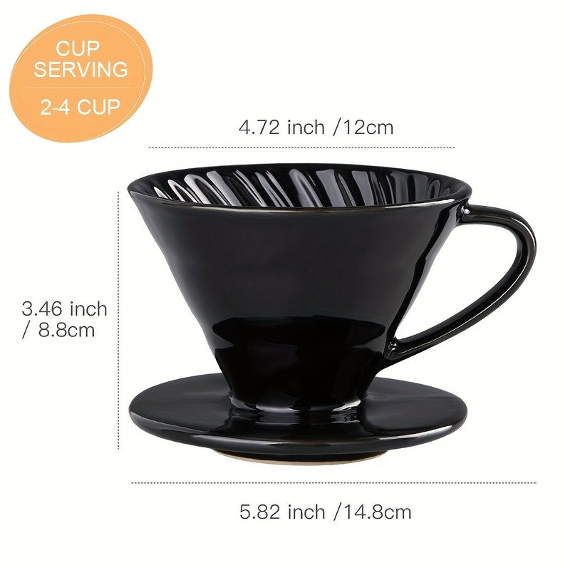 Ceramic Coffee Filter Cup Hand Pouring Coffee Set Black Filter Large Funnel Outdoor Coffee Pot Filter - Image 2