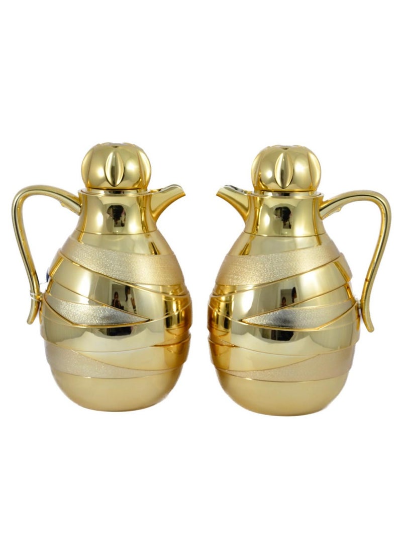 Homemaker 2-Piece Tea & Coffee Flask - 1 Liter & 1 Liter Capacity - Glass Inner - ABS Body - Gold - Image 3