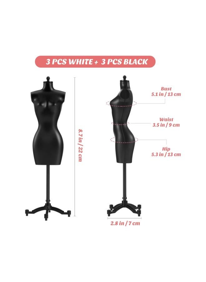 6PCS Doll Dress Form Tiny Doll Dress Body Manikin with Base Stand Garment Skirt Display Support Female Mannequin Torso for Children Kids