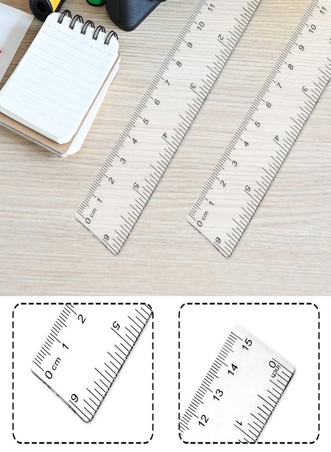 Bruislard 6 Inch Ruler Set 3 Pack Plastic Straight Rulers Transparent Measuring Tool for Student School Office Drawing with Inches and Clear Metric Measuring Small Ruler - Image 4