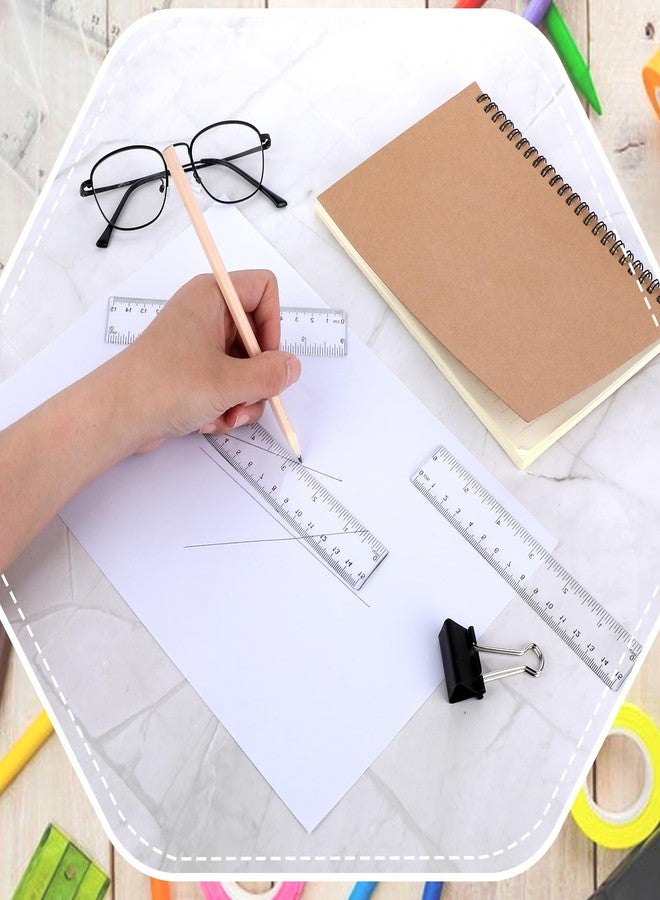 Bruislard 6 Inch Ruler Set 3 Pack Plastic Straight Rulers Transparent Measuring Tool for Student School Office Drawing with Inches and Clear Metric Measuring Small Ruler - Image 5