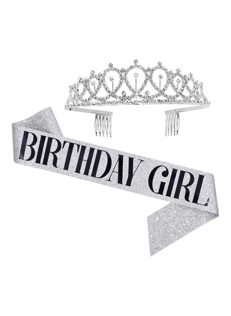 MARGOUN شريط عيد الميلاد للبنات وطقم تاج الماس المرصع بالفصوص للنساء والفتيات زينة عيد الميلاد لوازم الحفلات فضي - Image 1