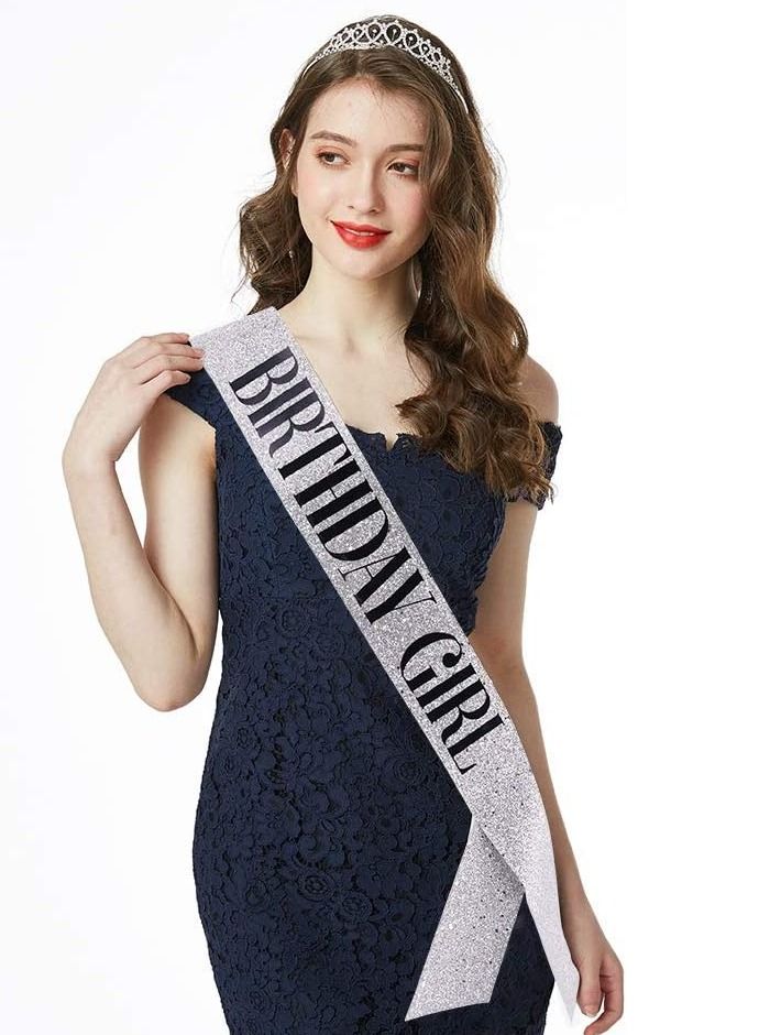 MARGOUN شريط عيد الميلاد للبنات وطقم تاج الماس المرصع بالفصوص للنساء والفتيات زينة عيد الميلاد لوازم الحفلات فضي - Image 2