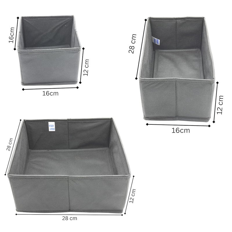 Skrill Skrill 6Piece Foldable Cloth Storage Box Set Cube Baskets Bins Dividers for Closet Dresser Drawer Organization Storage for Shirts Pants Underwear Bras Socks More Grey - Image 3
