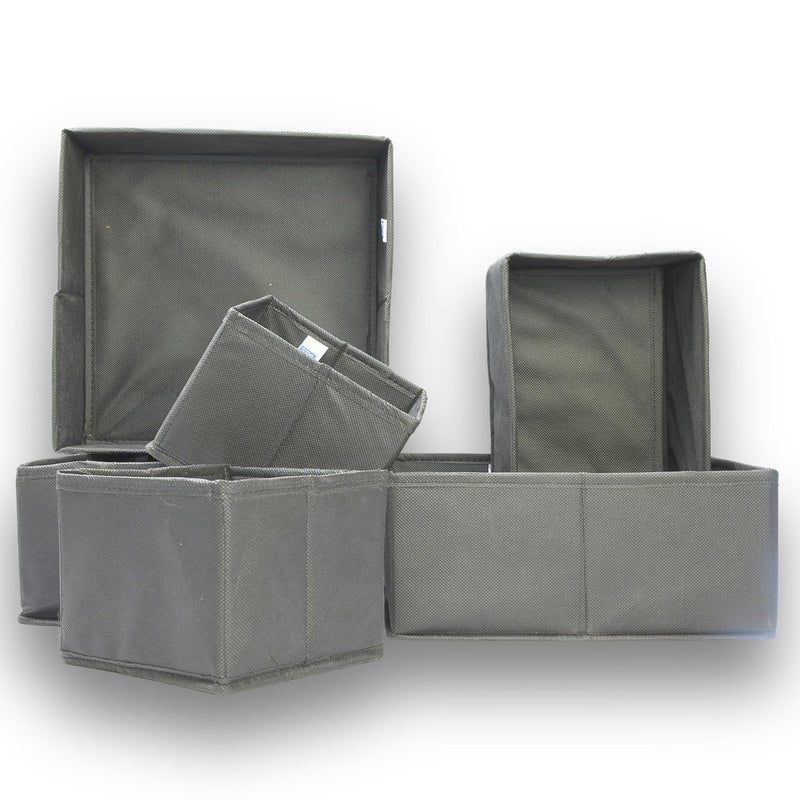 Skrill Skrill 6Piece Foldable Cloth Storage Box Set Cube Baskets Bins Dividers for Closet Dresser Drawer Organization Storage for Shirts Pants Underwear Bras Socks More Grey - Image 5