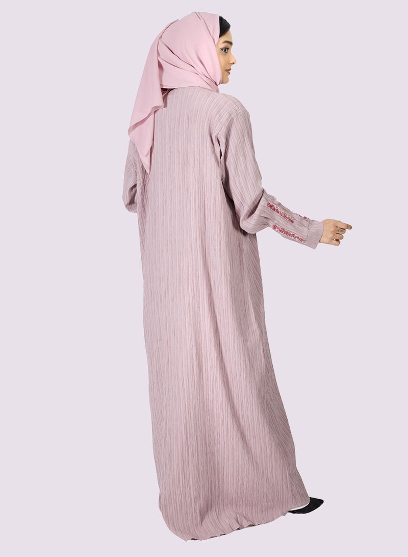 Sara Arabia Sara Arabia Casual Ribbed Front Open Abaya  - Image 3