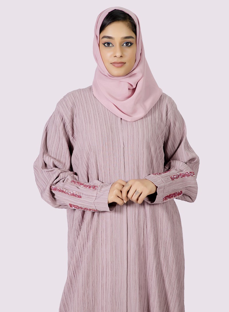 Sara Arabia Sara Arabia Casual Ribbed Front Open Abaya  - Image 4