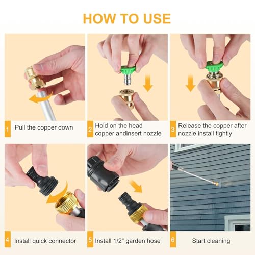 Yeesingsen Jet Nozzle High Pressure Hose Nozzle 71 High Pressure Power Washer Wand Versatile Cleaning Tool for Gutter Patio Car WashGardening Built to Last for Homeowners Garden Enthusiasts - Image 3