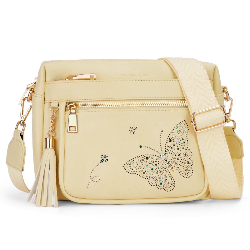 KITEVIUN Crossbody Bags for Women Trendy Leather Crossbody Purse Shoulder Handbags Butterfly Design