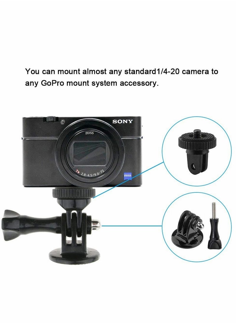 KASTWAVE - Tripod Adapter Mount with 1/4" Screw Camera, Compatible action camera 7 6 5 4 3 3+ 2 1 Session Black Silver for SJ4000, forSJ5000 Xiaomi Action Cameras - Image 1