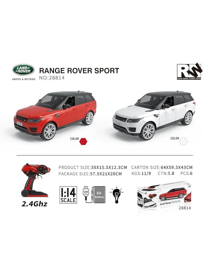 RW Land Rover Range Rover Sport Remote Control Car 1:14 Scale 2.4GHz RC SUV Toy with Lights, Rechargeable 6V Battery, Realistic Design, Multi-Directional Control,  Colors for Kids 6+ RED - Image 5
