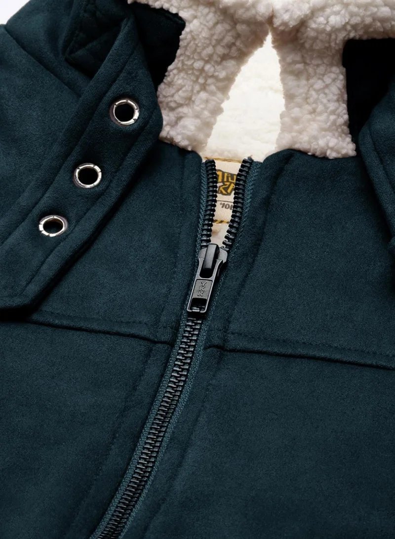 CAHOOT  Men's Saltbox Blue Fur-Lined Suede Bomber Jacket for Men | Best Price UAE
