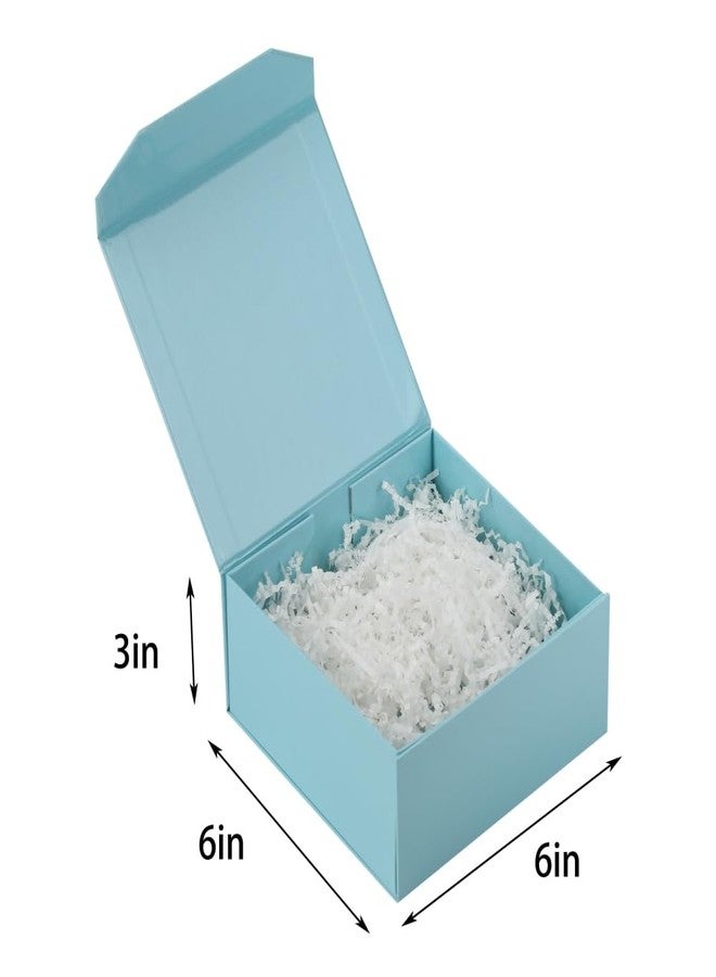 PACKGILO 1 Pcs 6x6x3 Inch Blue Magnetic Gift Box Small Magnetic Box with Crinkle Paper Blue Small Gift Box with Shredded Paper Luxury Gift Boxes with Lids for Presents - Image 3