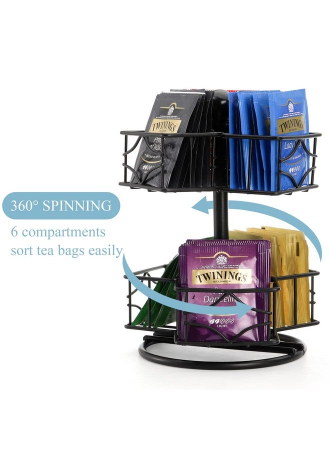 Frcctre Frcctre Tea Bag Organizer, 360 Degree Tea Bag Spining Carousel Organizer with 6 Compartments, Lazy Susan Sugar Coffee Creamer Caddy for Kitchen Counter Cabinet Organizer, Up to 60 Tea Bags Storage  - Image 5