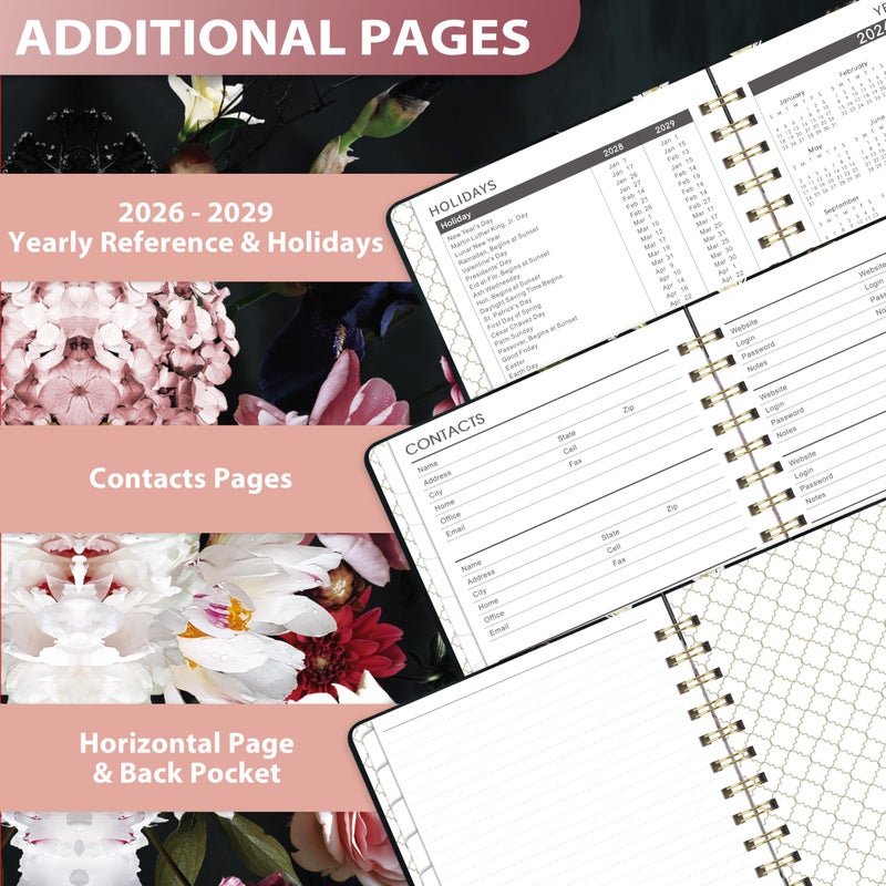 Vindora 2026-2029 Monthly Planner/Calendar - 3 Year Monthly Planner 2026-2028, JULY. 2026 - JUNE. 2029, 6.3" Ã— 8.4", 3 Year Calendar with Tab, Back Pocket, Twin-Wire Binding, Premium Paper, Note Pages - Image 4