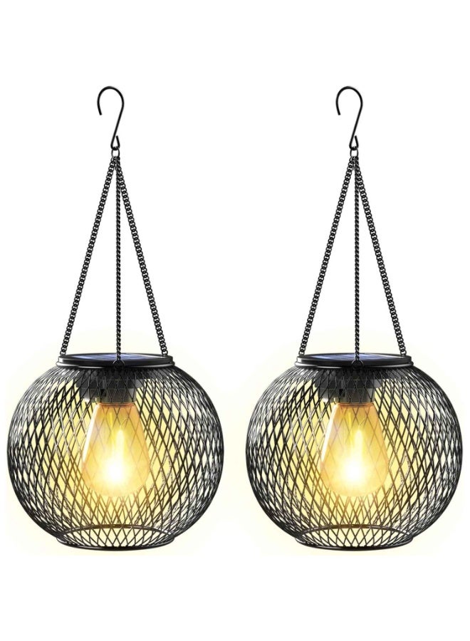 Solar Lantern Outdoor, Upgraded Hanging Solar Lights Outdoor Garden Metal Hanging Lanterns,Decorative Lighting Solar Powered Waterproof Tree Lantern,for Garden Yard Patio Pathway, 2 Pack - Image 1
