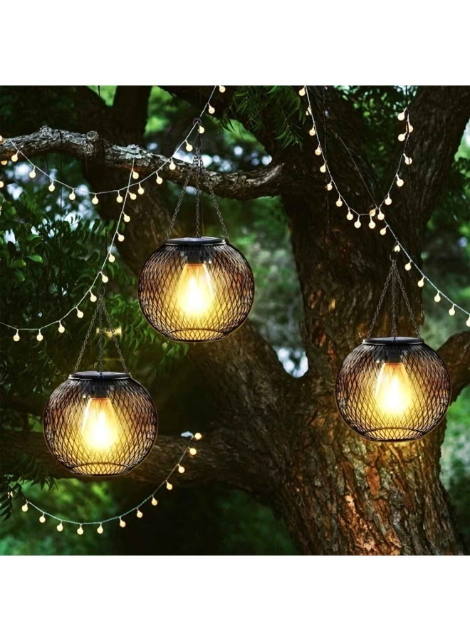 Solar Lantern Outdoor, Upgraded Hanging Solar Lights Outdoor Garden Metal Hanging Lanterns,Decorative Lighting Solar Powered Waterproof Tree Lantern,for Garden Yard Patio Pathway, 2 Pack - Image 2