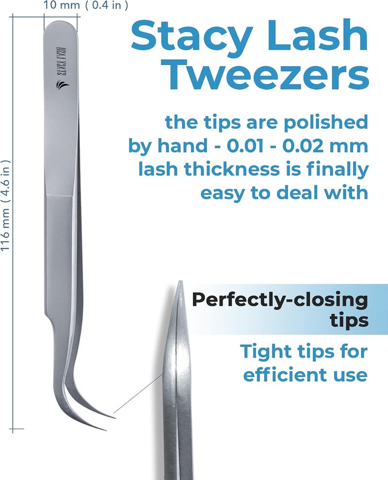 Stacy Lash STL-8 Curved Eyelash Extension Tweezers/Eyelashes Separator Tool/Supplies for Isolation Individual False Lashes, Volume & Classic Extensions/Precision Tools/Beauty Accessories - Image 2