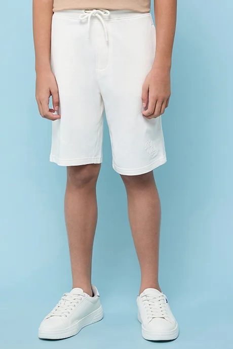 أر أند بي Solid Knitted Shorts with Drawstring Waist