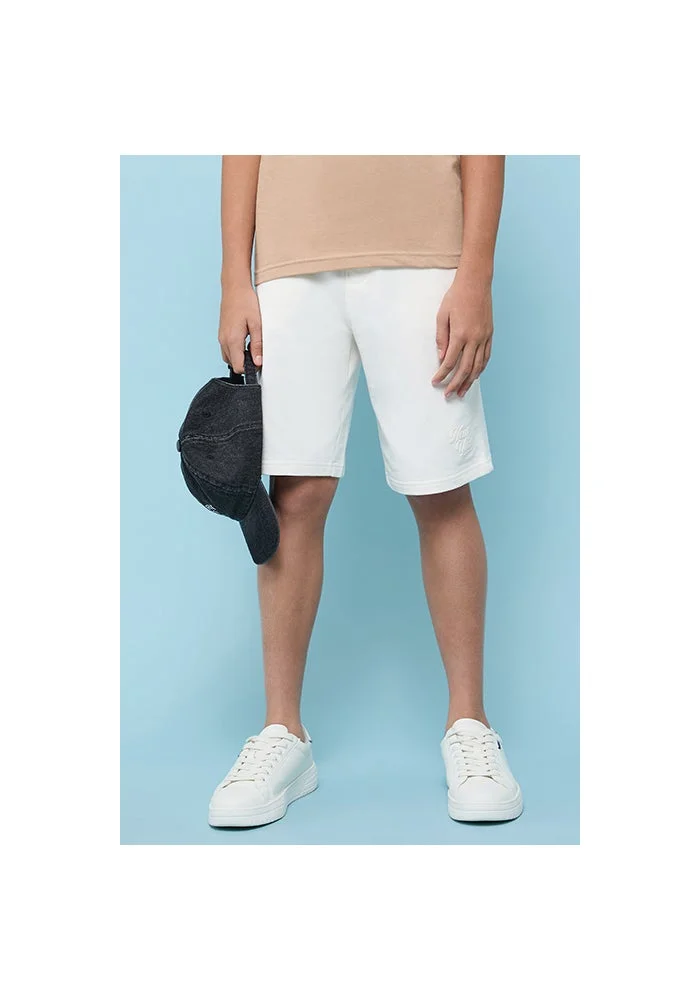 أر أند بي Solid Knitted Shorts with Drawstring Waist