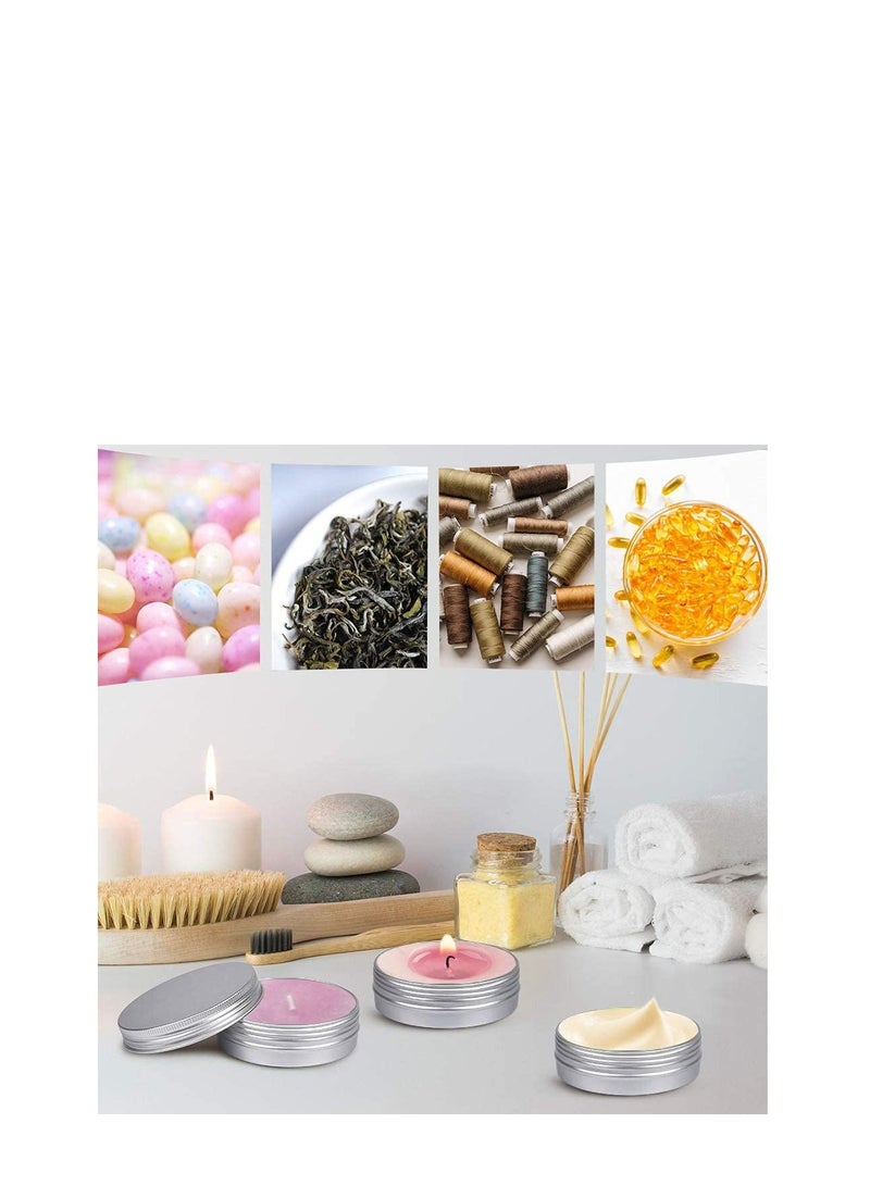 Metal Tins Cans, Bulk Storage Aluminum Jars, Round Food Tins Screw Top Refillable Containers for Storing Spices, Candies, Lip Balm, Candles Arts & Crafts - Image 3