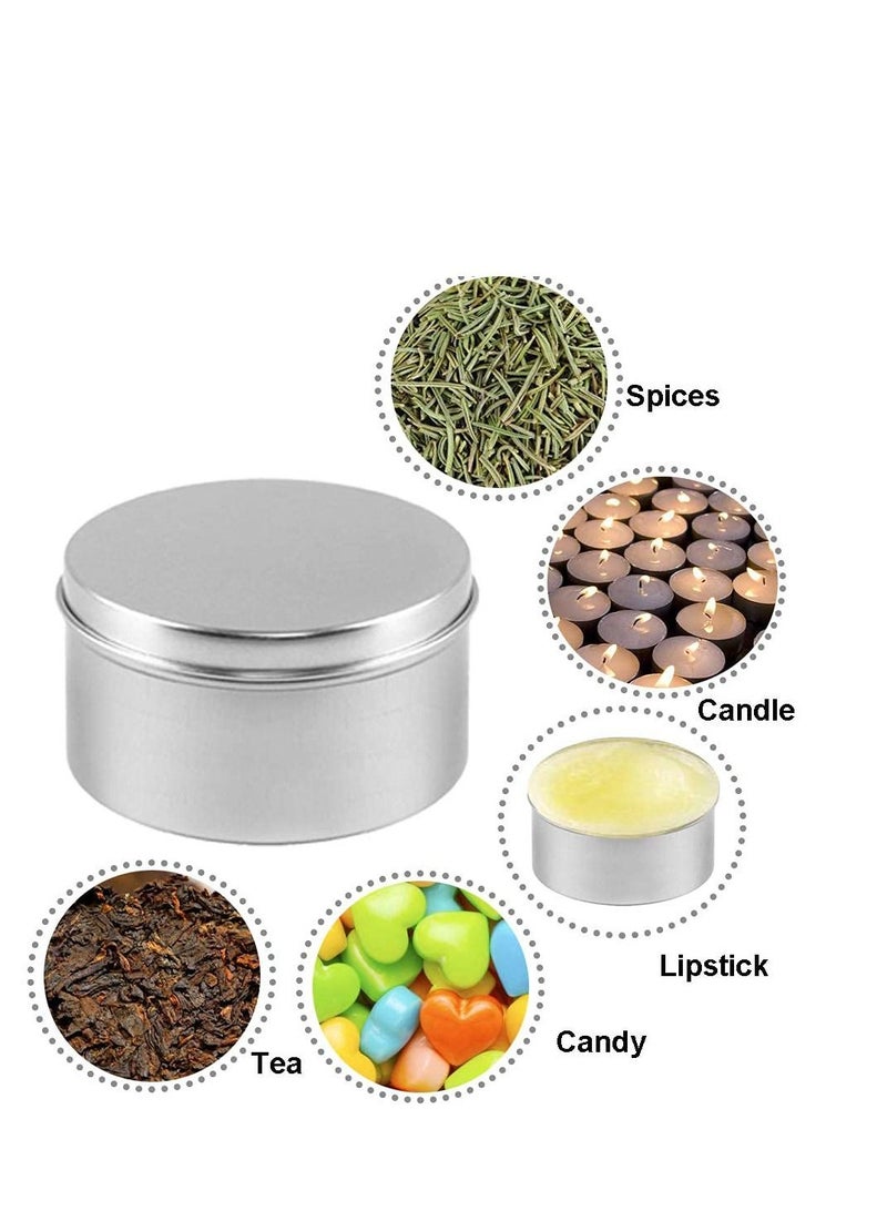 Metal Tins Cans, Bulk Storage Aluminum Jars, Round Food Tins Screw Top Refillable Containers for Storing Spices, Candies, Lip Balm, Candles Arts & Crafts - Image 2