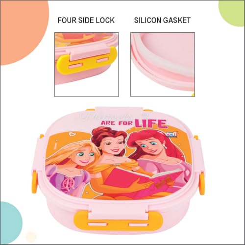 SKi Homeware SKI Baker Steel Lunch Box for Kids, 3 Compartment Insulated School Tiffin with Spoon, Leak-Proof, BPA Free, Bento Box for Boys & Girls, Birthday Gifts, Party Favours - Princess - Image 5