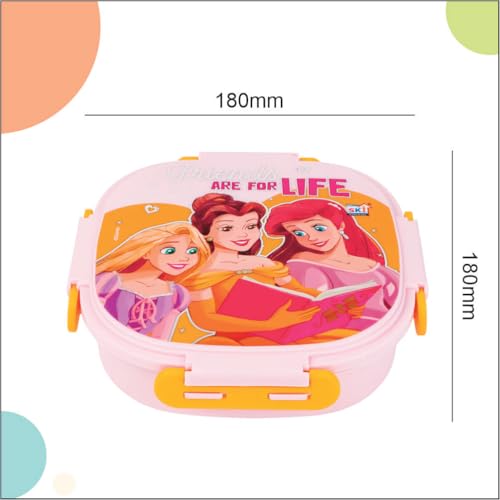 SKi Homeware SKI Baker Steel Lunch Box for Kids, 3 Compartment Insulated School Tiffin with Spoon, Leak-Proof, BPA Free, Bento Box for Boys & Girls, Birthday Gifts, Party Favours - Princess - Image 3