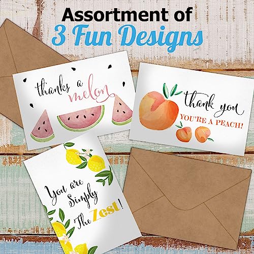 Pro Supply Global (24 Count of 4x6 Pre-Folded Fruit Thank You Cards With Blank Inside To Leave a Note and Envelopes - Assortment of Greeting Cards Come In 3 Designs - Image 4