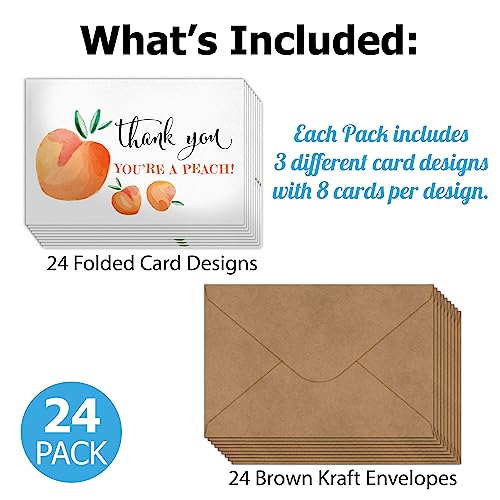 Pro Supply Global (24 Count of 4x6 Pre-Folded Fruit Thank You Cards With Blank Inside To Leave a Note and Envelopes - Assortment of Greeting Cards Come In 3 Designs - Image 5