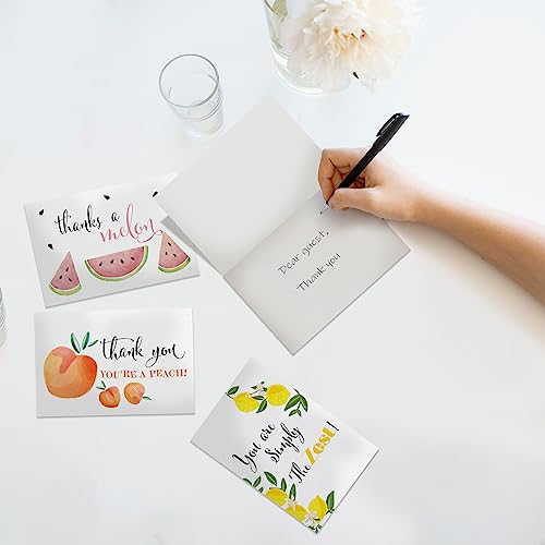 Pro Supply Global (24 Count of 4x6 Pre-Folded Fruit Thank You Cards With Blank Inside To Leave a Note and Envelopes - Assortment of Greeting Cards Come In 3 Designs - Image 3