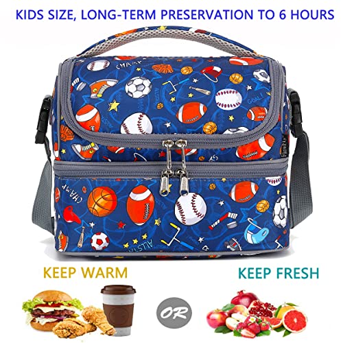 FlowFly Double Decker Cooler Insulated Lunch Bag Large Tote for Boys, Girls, Men, Women, With Adjustable Strap, Football - Image 2