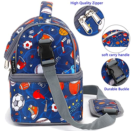 FlowFly Double Decker Cooler Insulated Lunch Bag Large Tote for Boys, Girls, Men, Women, With Adjustable Strap, Football - Image 5