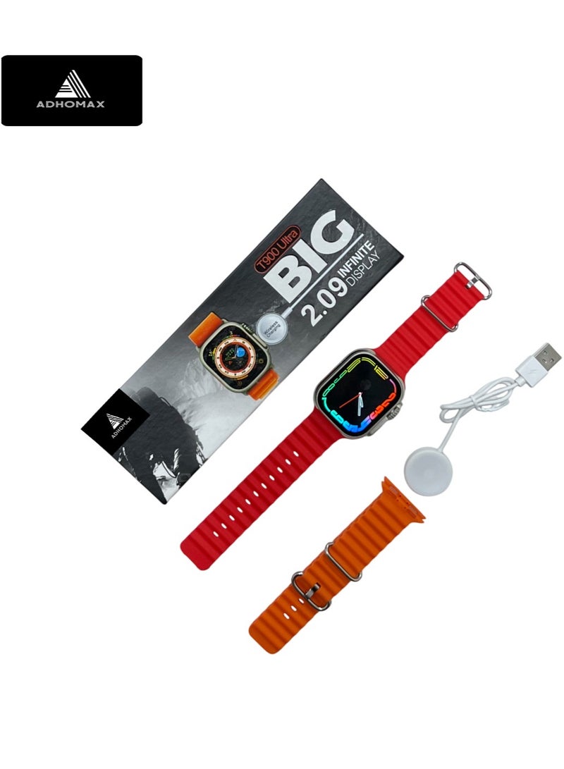 adhomax New T900 Ultra Smart Watch, Elegant Design 2.09", Infinite Display, NFC, Fitness Tracker, Heart Rate, Oxygen Monitor, Calls, Wireless Charging, Works With IOS and android for men, women - Image 2