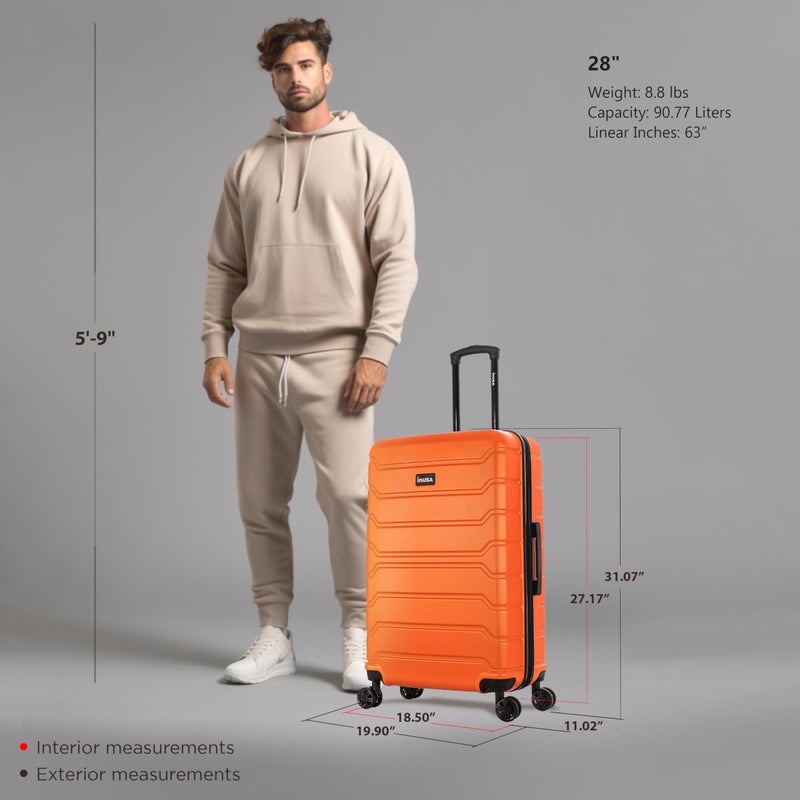 InUSA TREND Luggage with Spinner Wheels | Durable Lightweight Hardside Suitcase, Travel bag with Handle and Trolley, 28-Inch Large Checked luggage | Orange - Image 2