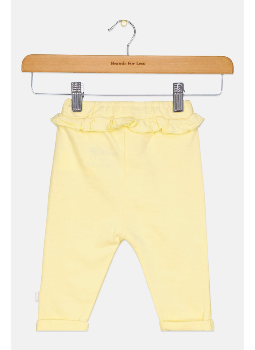 Cheekee Munkee - Toddlers Girl Plain Pants, Yellow - Image 1