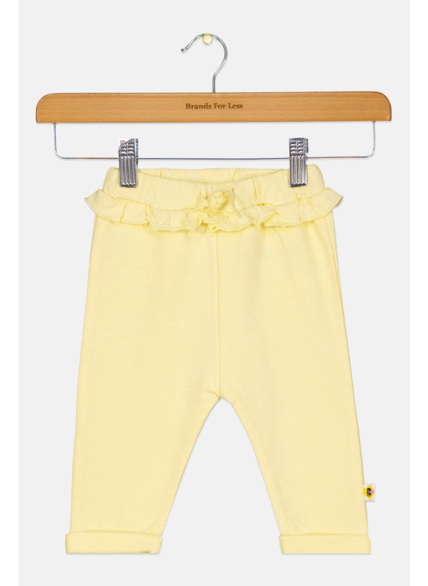 Cheekee Munkee - Toddlers Girl Plain Pants, Yellow - Image 1