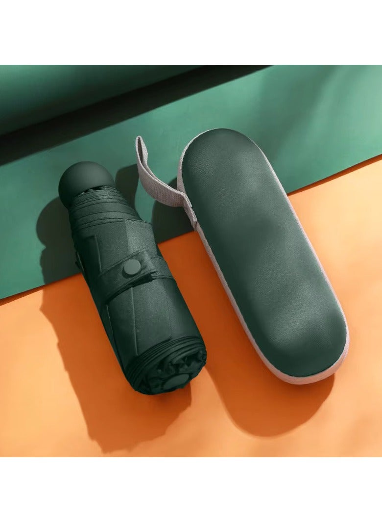 Meetion مظلة سفر ميني قابلة للطي مع حقيبة، 8 دعامات خفيفة الوزن محمولة، مظلة جيب صغيرة للشمس والمطر للرجال والنساء (1 قطعة، أخضر) - Image 1