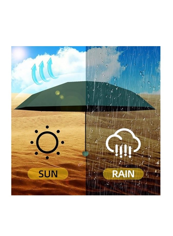 Meetion مظلة سفر ميني قابلة للطي مع حقيبة، 8 دعامات خفيفة الوزن محمولة، مظلة جيب صغيرة للشمس والمطر للرجال والنساء (1 قطعة، أخضر) - Image 5