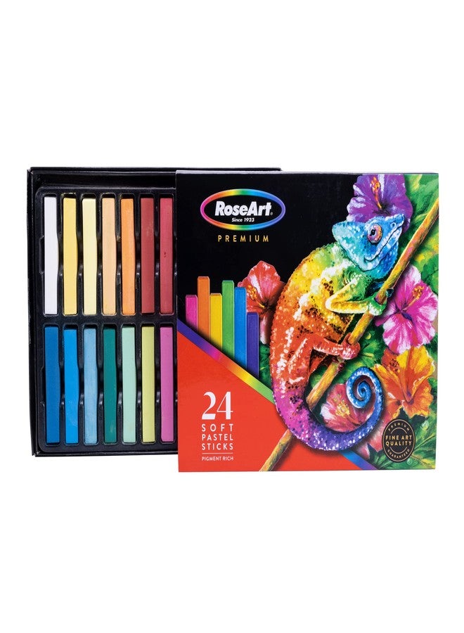 RoseArt Premium 24ct Long Soft Pastel Stick Set for Professionals - Pigment Rich, Full Size Pastel Sticks Vivid Colors - Image 1