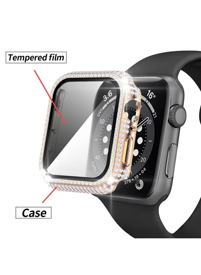For Apple Apple Watch789 Diamond Case Full Diamond Tempered Case Film All-in-One Iwatch10 Protective Case-Color:Transparent Color-Exterior Dimension:41mm - Image 5