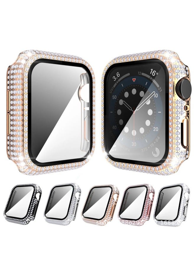 For Apple Apple Watch789 Diamond Case Full Diamond Tempered Case Film All-in-One Iwatch10 Protective Case-Color:Transparent Color-Exterior Dimension:41mm - Image 3