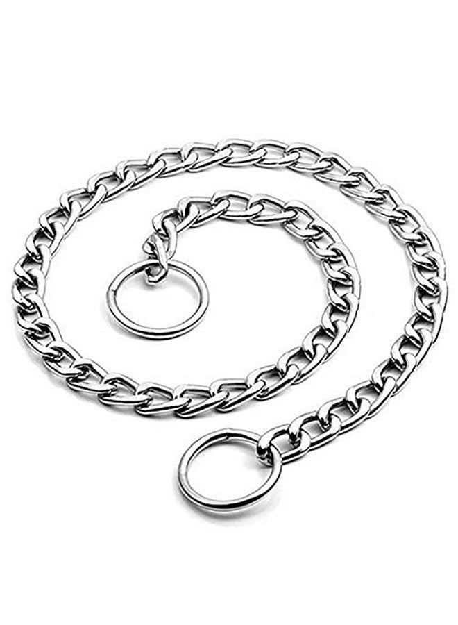 طوق تدريب مطلي بالكروم بسلسلة خنق للكلاب (Grind 8) - طوق بطول 24 بوصة / سمك 2 سم مع دائرتين معدنيتين في النهاية لجميع أنواع علامات الكلاب - Image 3