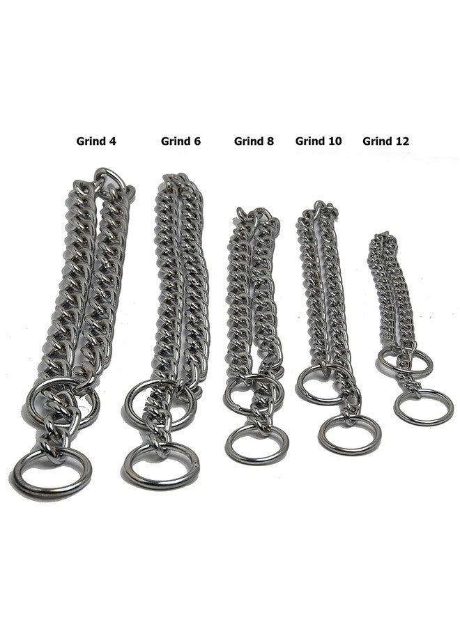 طوق تدريب مطلي بالكروم بسلسلة خنق للكلاب (Grind 8) - طوق بطول 24 بوصة / سمك 2 سم مع دائرتين معدنيتين في النهاية لجميع أنواع علامات الكلاب - Image 5