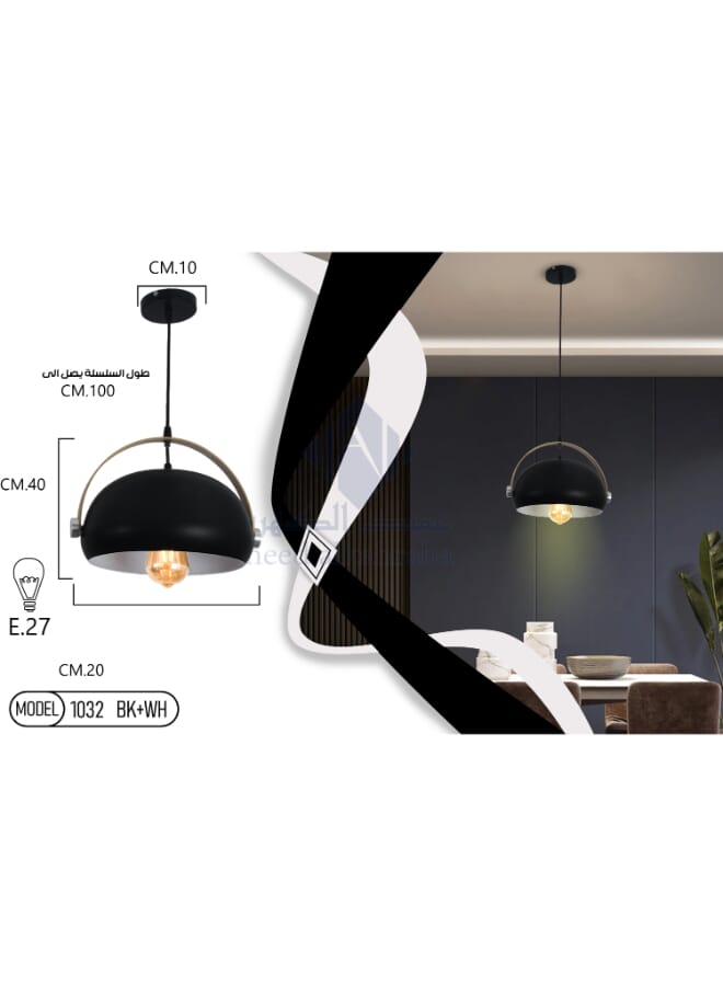 Best Power Vintage Pendant Light 1032 Black Aluminium Hanging Lamp With E27 Lamp Base for Kitchen & Dining Room - Image 3