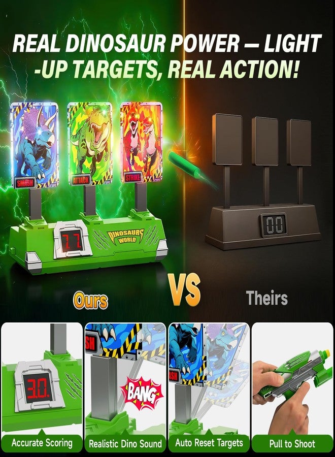 Tqeieu Toys for Boys Age 3-12, Kid Toys, 3 Dinosaur-Themed & 3 Dino Flashing Lights & Dino Claw Launcher, Fun Auto Reset Electronic Scoring Game with Sounds,3 4 5 6 7 8 9 10 11 12 Year Old Boy Birthday Gifts - Image 3