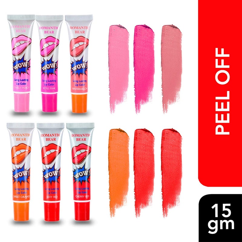 Romantic bear 6 Colors Tattoo Magic Color Peel Off Mask Tint Long Lasting Waterproof Lip Gloss by romantic bear - Image 2